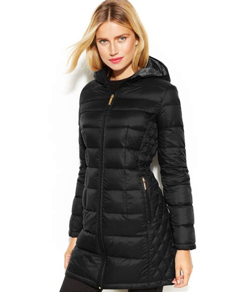 michael michael kors women's long packable puffer coat|michael kors black padded jacket.